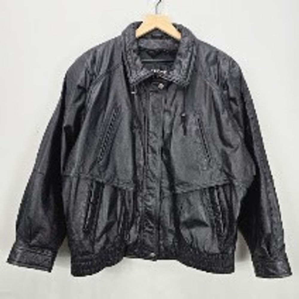 Vintage 80s 90s Wilsons Leather Bomber Jacket Men's L Black Flight Moto Biker - Picture 1 of 14